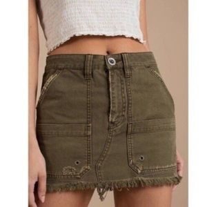 Free people green cargo mini skirt.